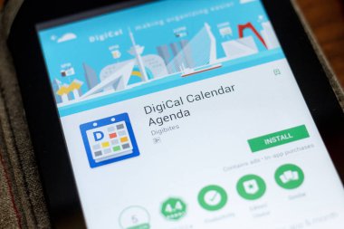 Ryazan, Rusya - 03 Temmuz 2018: Digical Takvim gündem simgesi mobil uygulamalar listesi