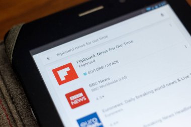 Ryazan, Rusya - 03 Temmuz 2018: Flipboard: Tablet Pc ekranda hareket eden app Haberler için bizim zaman