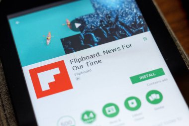 Ryazan, Rusya - 03 Temmuz 2018: Flipboard: Haberler için bizim saat simgesini mobil uygulamalar listesi