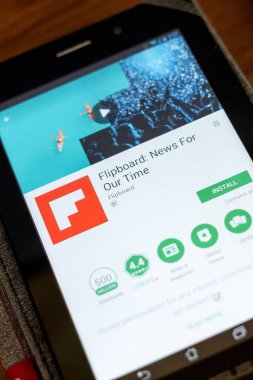 Ryazan, Rusya - 03 Temmuz 2018: Flipboard: Haberler için bizim saat simgesini mobil uygulamalar listesi