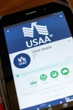 Ryazan, Rusya - 03 Temmuz 2018: Usaa cep simgesi mobil uygulamalar listesi