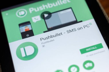 Ryazan, Rusya - 03 Temmuz 2018: Pushbullet - Sms Pc simgesine mobil uygulamalar listesi