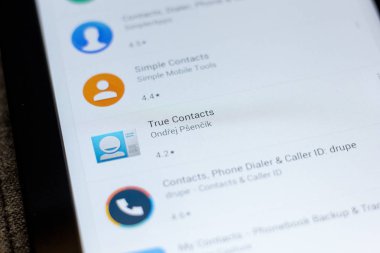 Ryazan, Rusya - 03 Temmuz 2018: Gerçek kişiler mobil uygulaması Tablet Pc ekranda