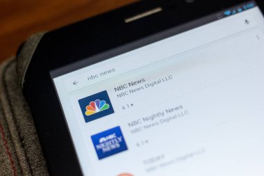 Ryazan, Rusya - 03 Temmuz 2018: Nbc News mobil uygulaması Tablet Pc ekranda