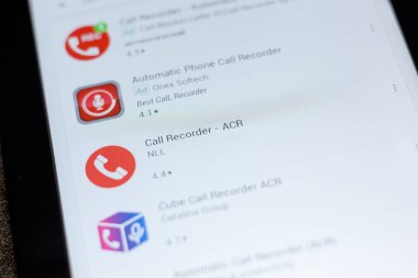 Ryazan, Rusya - 03 Temmuz 2018: Call Recorder - in tablet Pc ekranda Acr mobil uygulaması