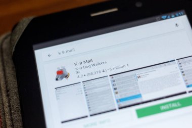 Ryazan, Rusya - 03 Temmuz 2018: K-9 Mail mobil uygulamasını Tablet Pc ekranda