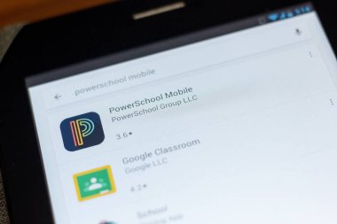 Ryazan, Rusya - 03 Temmuz 2018: Powerschool mobil mobil uygulaması Tablet Pc ekranda