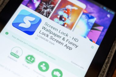 Ryazan, Rusya - 03 Temmuz 2018: Ekran kilidi - mobil uygulamalar listesinde komik ve güvenli kilit ekran App simgesi