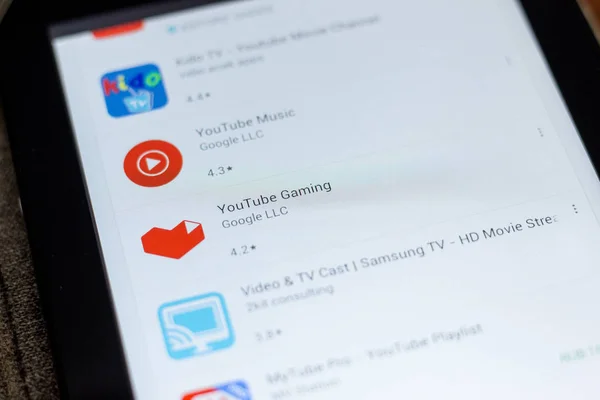 Рязань Россия Июля 2018 Года Youtube Gaming Мобильное Приложение Дисплее — стоковое фото