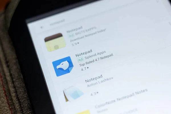 Ryazan Federacja Rosyjska Lipca 2018 Notatnik Aplikacja Mobilna Wyświetlaczu Tabletu — Zdjęcie stockowe