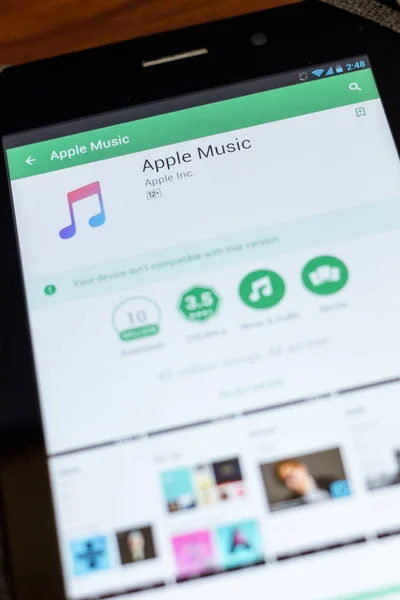 Ryazan Rusya Temmuz 2018 Apple Müzik Simgesini Mobil Uygulamalar Listesi — Stok fotoğraf