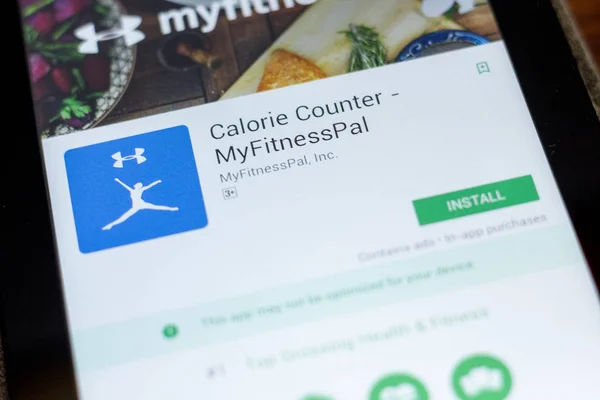 Ryazan, Rusya - 03 Temmuz 2018: Kalori sayacı - mobil uygulamalar listesinde Myfitnesspal simgesi
