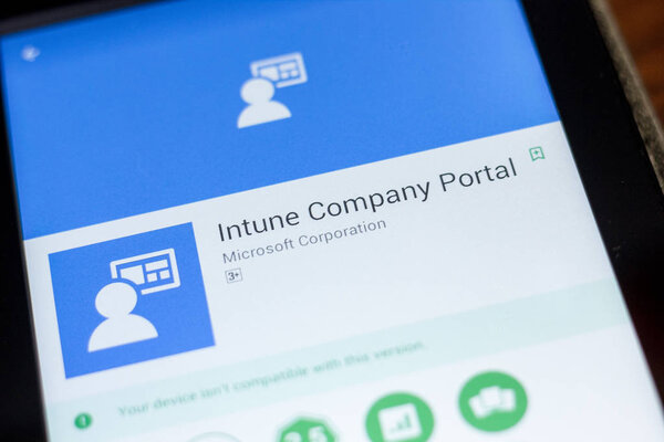 Ryazan, Russia - July 03, 2018: Intune Company Portal icon in the list of mobile apps