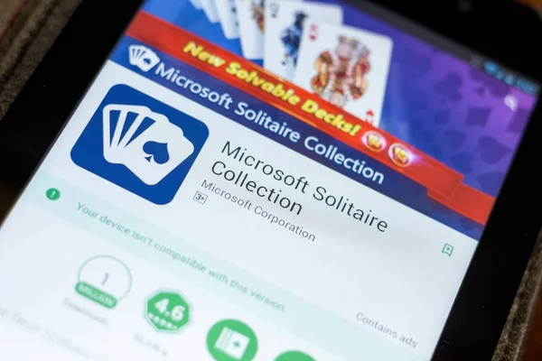 Рязань Россия Июля 2018 Года Значок Microsoft Solitaire Collection Списке — стоковое фото