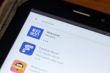 Ryazan, Rusya - 03 Temmuz 2018: Webnovel mobil uygulaması Tablet Pc ekranda