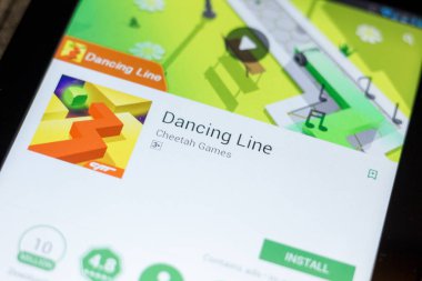 Ryazan, Rusya - 03 Temmuz 2018: Dans çizgisi simgesinde mobil uygulamalar listesi