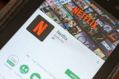 Ryazan, Rusya - 03 Temmuz 2018: Netflix simgesi mobil uygulamalar listesi