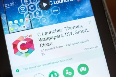 Ryazan, Rusya - 03 Temmuz 2018: C Launcher: Temalar, duvar kağıtları, DIY, akıllı, mobil uygulamalar listesinde temiz simgesi
