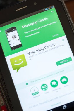 Ryazan, Rusya - 03 Temmuz 2018: Mesajlaşma klasik kutsal kişilerin resmi içinde mobil uygulamalar listesi