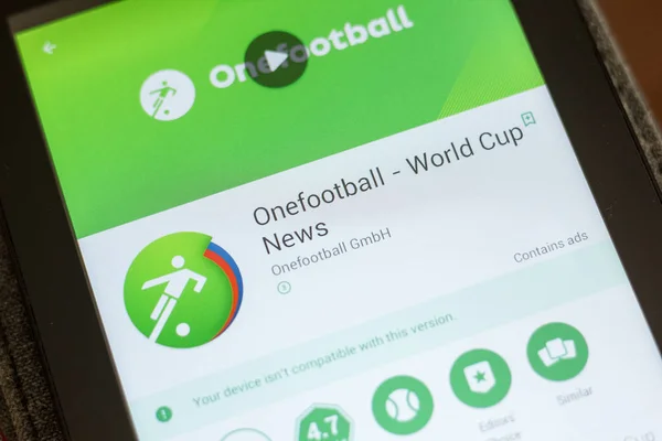 Рязань Россия Июля 2018 Года Иконка Onefootball Live Soccer Scores — стоковое фото