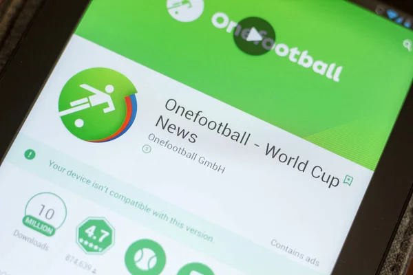 Рязань Россия Июля 2018 Года Иконка Onefootball Live Soccer Scores — стоковое фото