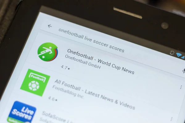 Рязань Россия Июля 2018 Года Мобильное Приложение Onefootball Live Soccer — стоковое фото