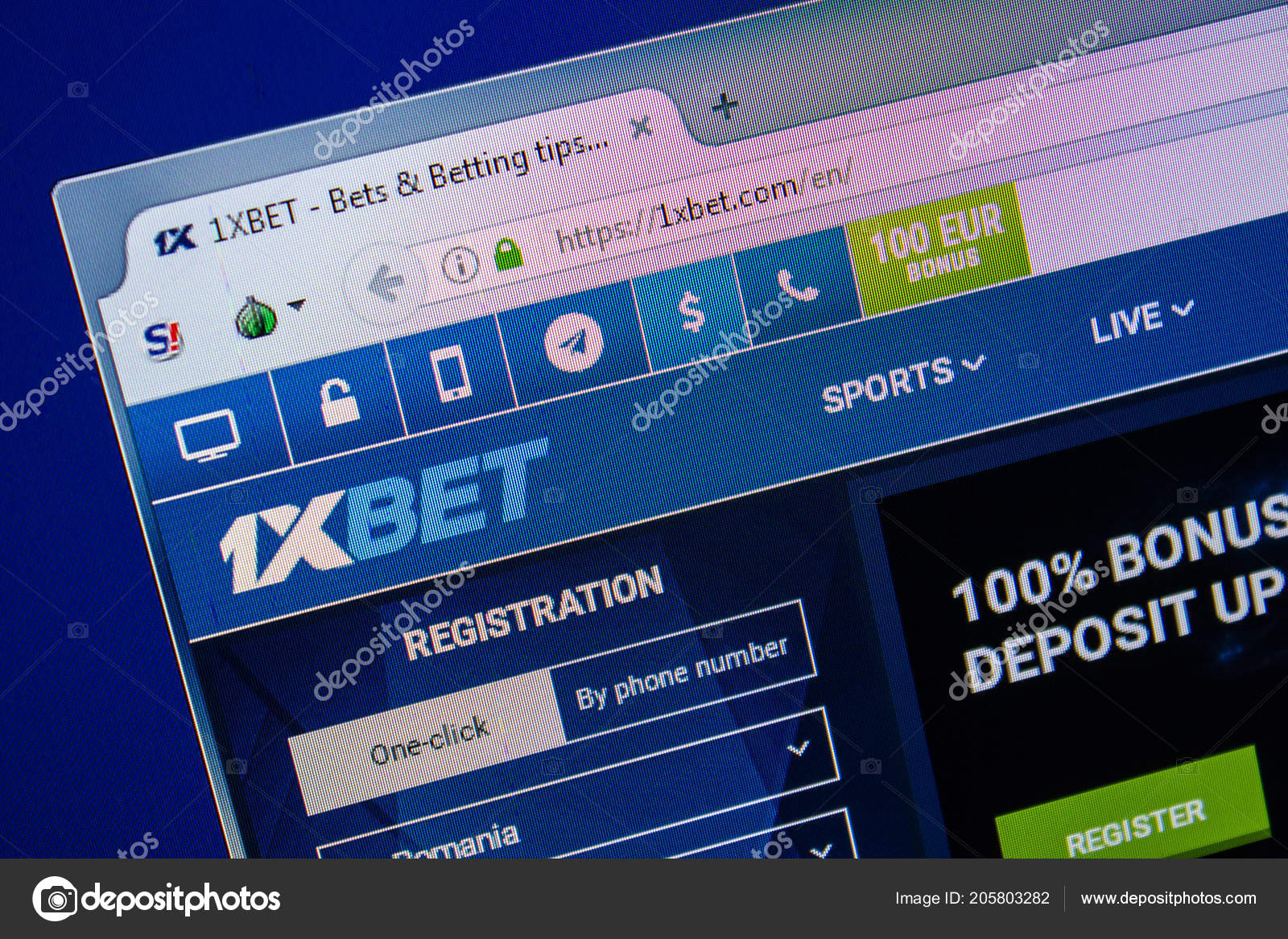 Ryazan Russia July 2018 Homepage 1Xbet Website Display Url 1Xbet