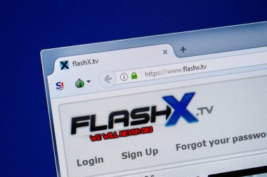 Ryazan, Rusya - 24 Temmuz 2018: Flashx ana web sitesi Pc. Url - Flashx.tv görüntüleme 