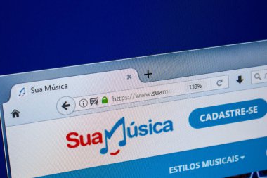 Ryazan, Rusya - 25 Temmuz 2018: Suamusica ana web sitesi Pc. Url - Suamusica.com.br görüntüleme 