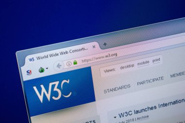 Ryazan, Rusya - 25 Temmuz 2018: Ana Pc. Url - ekranda w3 Web sitesinin w3.org 