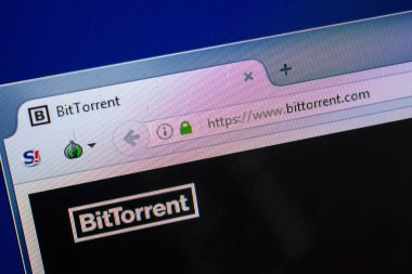 Ryazan, Rusya - 25 Temmuz 2018: Bittorrent ana web sitesi Pc. Url - Bittorrent.com görüntüleme 