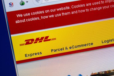 Ryazan, Rusya - 25 Temmuz 2018: Dhl ana web sitesi Pc. Url - Dhl.com görüntüleme 