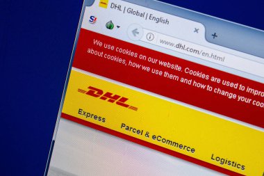 Ryazan, Rusya - 25 Temmuz 2018: Dhl ana web sitesi Pc. Url - Dhl.com görüntüleme 