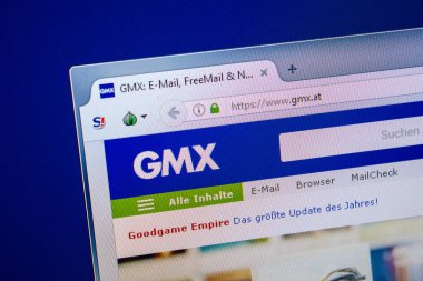 Ryazan, Rusya - 25 Temmuz 2018: Gmx ana web sitesi Pc. Url - Gmx.at görüntüleme 