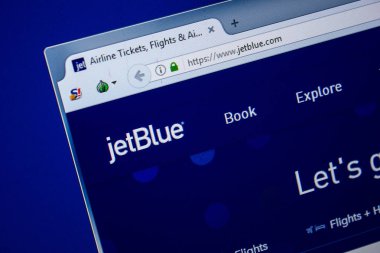 Ryazan, Rusya - 25 Temmuz 2018: Jetblue ana web sitesi Pc. Url - Jetblue görüntüleme 