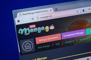 Ryazan, Rusya - 25 Temmuz 2018: Mangago ana web sitesi Pc. Url - Mangago.me görüntüleme 
