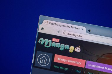 Ryazan, Rusya - 25 Temmuz 2018: Mangago ana web sitesi Pc. Url - Mangago.me görüntüleme 