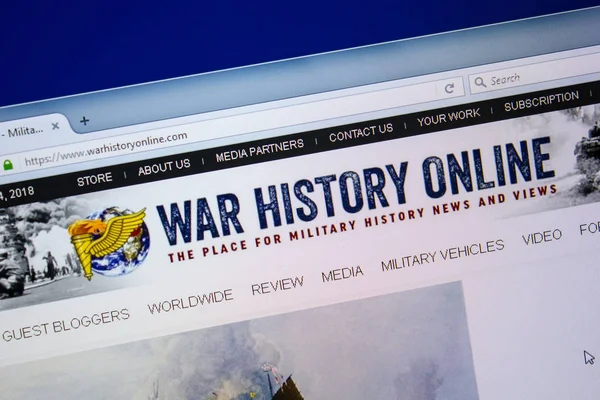 Ryazan, Rusya - 24 Temmuz 2018: Warhistoryonline ana web sitesi Pc. Url - Warhistoryonline.com görüntüleme 
