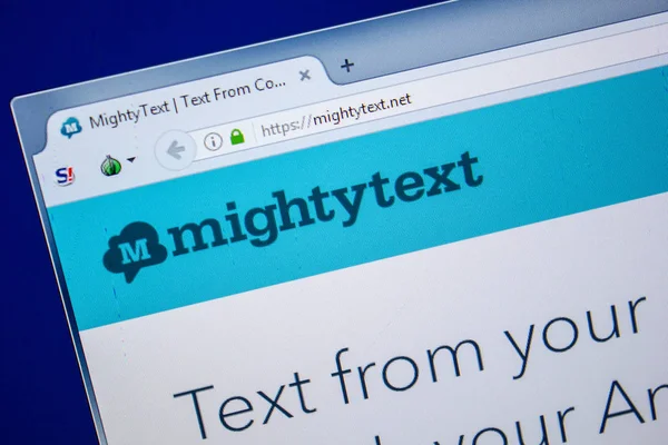Ryazan, Rusya - 24 Temmuz 2018: Mightytext ana web sitesi Pc. Url - Mightytext.net görüntüleme 
