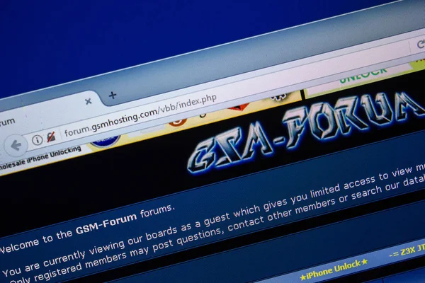 Ryazan, Rusya - 24 Temmuz 2018: Gsmhosting ana web sitesi Pc. Url - Gsmhosting.com görüntüleme 