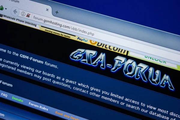 Ryazan, Rusya - 24 Temmuz 2018: Gsmhosting ana web sitesi Pc. Url - Gsmhosting.com görüntüleme 