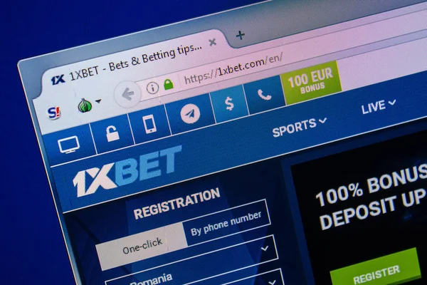 Ryazan, Rusya - 24 Temmuz 2018: Ana Pc. Url - ekranda 1xbet sitesinin 1xbet.com 