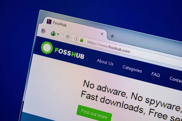 Ryazan, Rusya - 24 Temmuz 2018: Fosshub ana web sitesi Pc. Url - Fosshub.com görüntüleme 