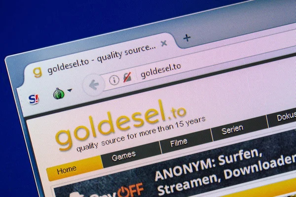 Ryazan, Rusya - 24 Temmuz 2018: Goldesel ana web sitesi Pc. Url - Goldesel.to görüntüleme 