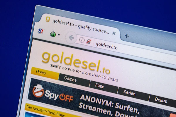 Ryazan, Rusya - 24 Temmuz 2018: Goldesel ana web sitesi Pc. Url - Goldesel.to görüntüleme 