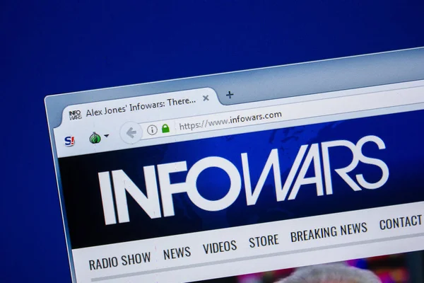 Ryazan Rusland Juli 2018 Homepage Van Infowars Website Het Scherm — Stockfoto