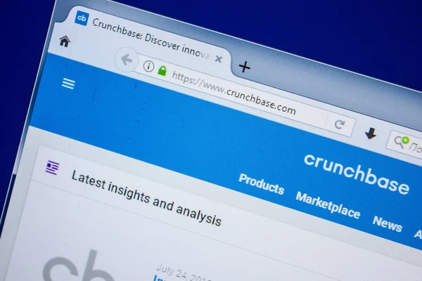 Ryazan Rusia Juli 2018 Situs Web Crunchbase Pada Tampilan Url — Stok Foto