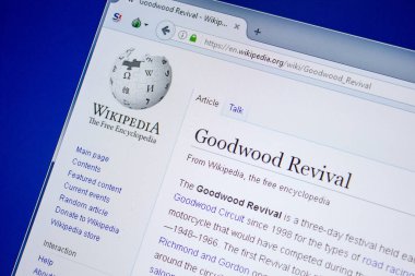 Ryazan, Rusya - 09 Temmuz 2018: Sayfa wikipedia Goodwood canlanma hakkında