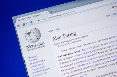 Ryazan, Rusya - 09 Temmuz 2018: Sayfa Alan Turing hakkında wikipedia