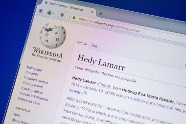 Ryazan, Rusya - 09 Temmuz 2018: Sayfa wikipedia Hedy Lamarr hakkında